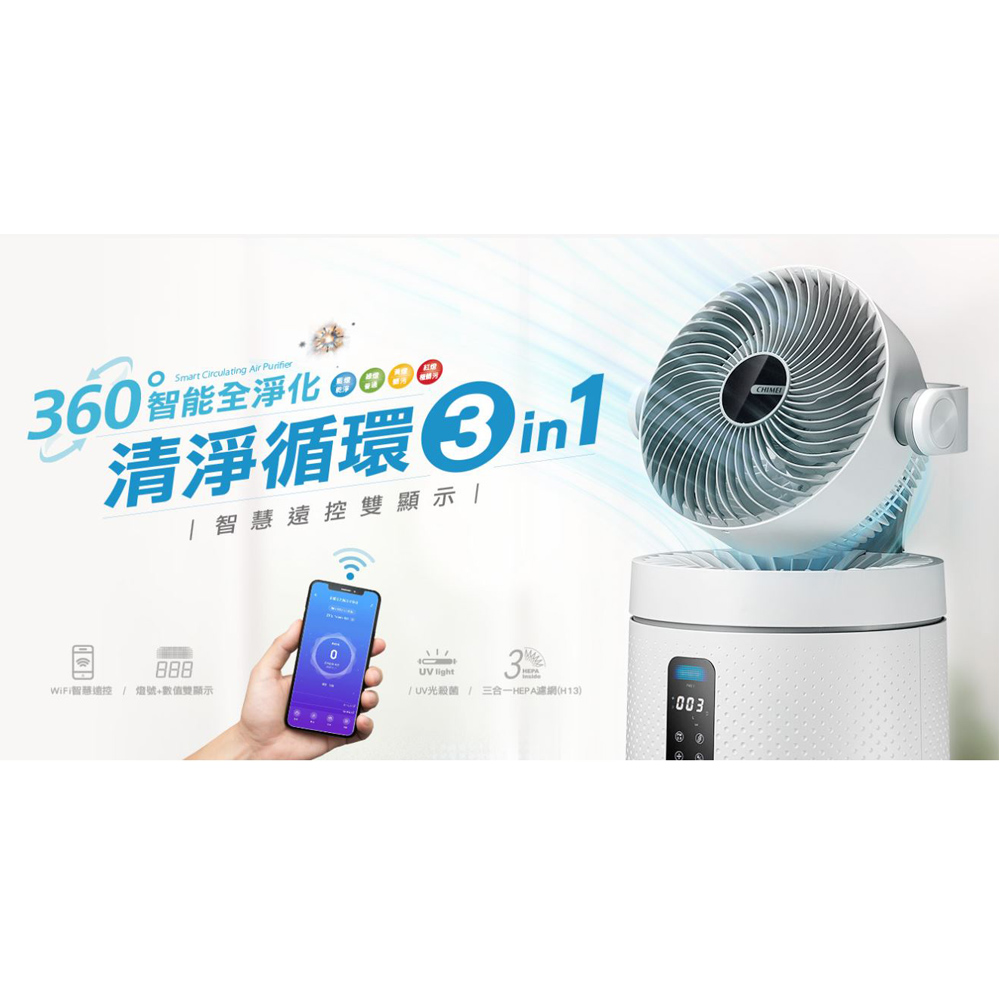 CHIMEI 奇美 智能空氣循環HEPA微濾淨UV殺菌三合一清淨機 小白淨 AP-09FRC1, , large