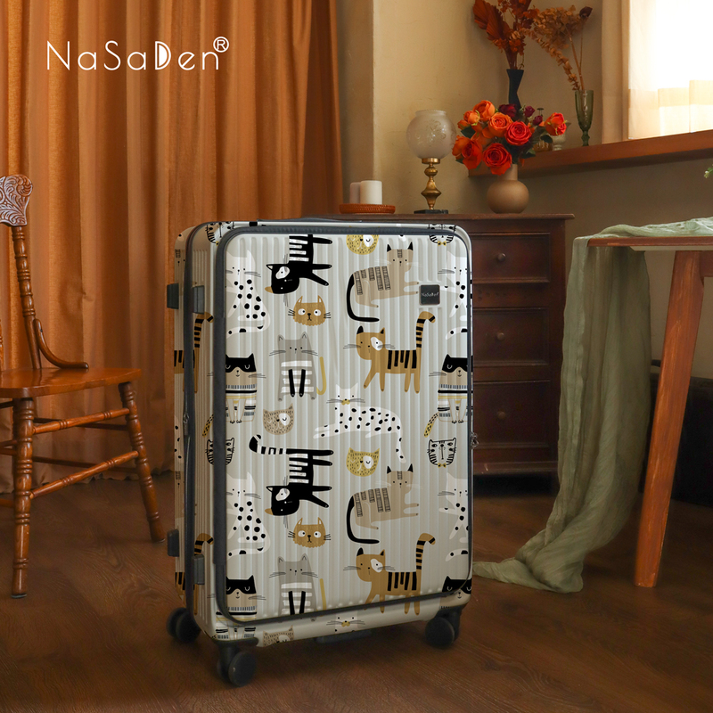 NaSaDen Rhein Series [Stripe Cat]25" Front Opening Luggage, , large