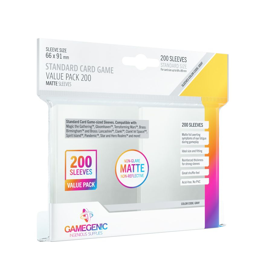 【Asmodee】標準磨砂牌套 200張 Gamegenic STANDARD CARD GAME VALUE PACK, , large