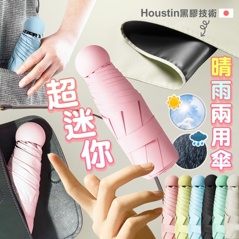 【高品生活】超迷你晴雨兩用口袋遮陽傘｜摺疊傘｜抗uv｜雨傘｜陽傘｜黑膠傘｜膠囊傘｜便攜｜迷你傘, , large