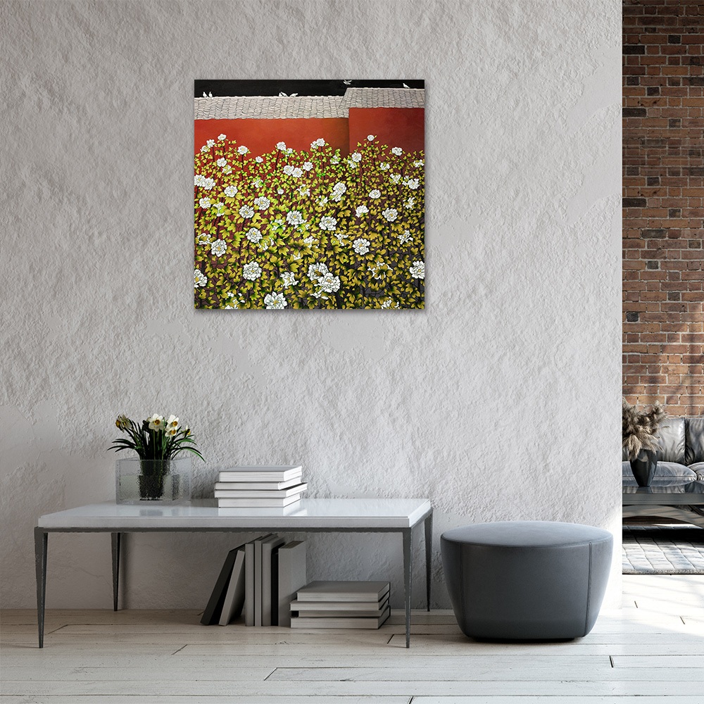 【御畫房】迎春花開 國家一級畫師手繪油畫80&times;80cm(VF-185), , large