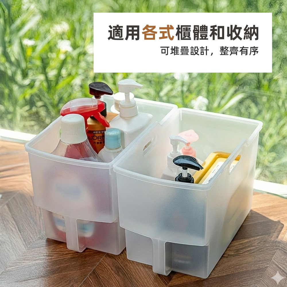 【上手家居】大號磨砂廚房收納盒-透明(置物盒/零食收納盒/櫥櫃收納盒/把手收納盒/斜口收納盒), , large