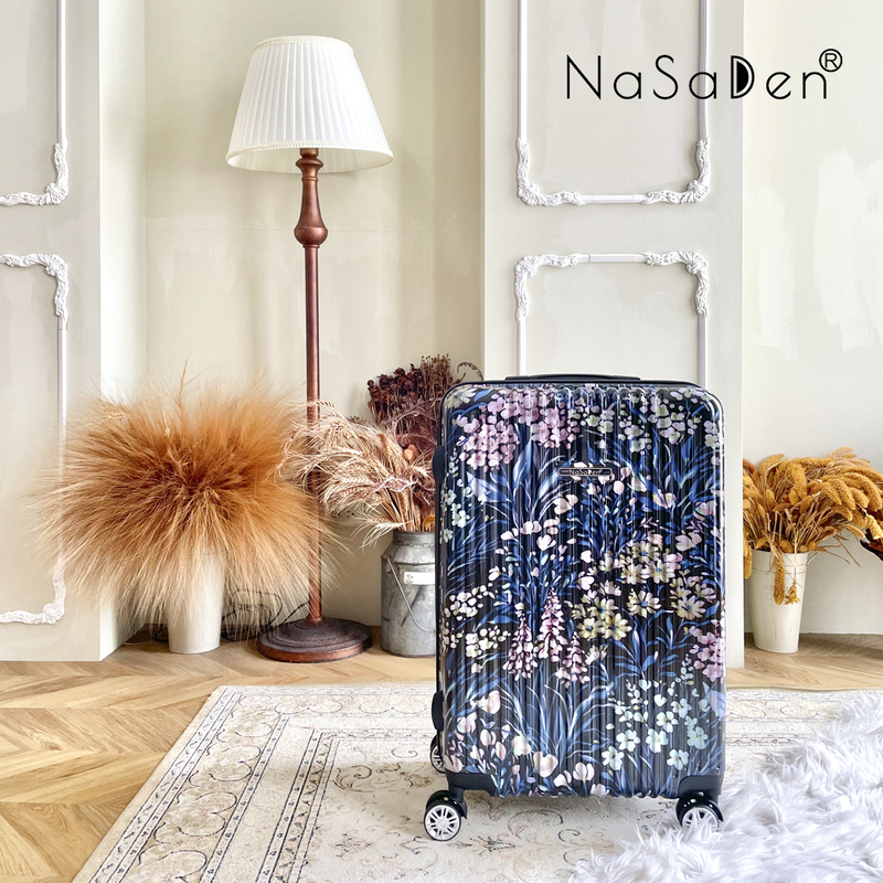 NaSaDen [Black Flower]26" Checked Zipper Luggage, , large
