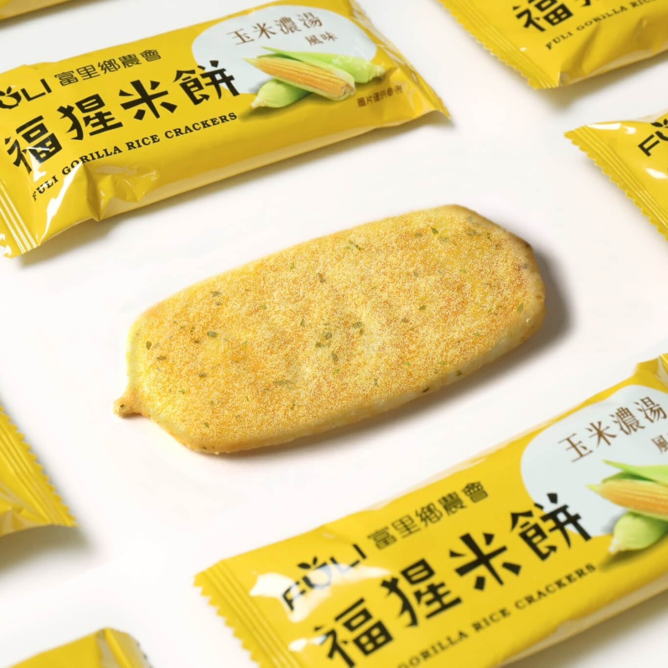 Fuli Gorilla Rice Crackers - Corn soup flavour, , large