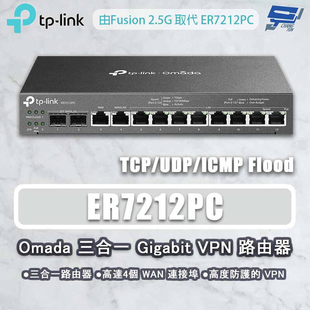 TP-LINK  ER7212PC Omada 三合一 VPN 路由器 (由Fusion 2.5G取代) 昌運監視器, , large