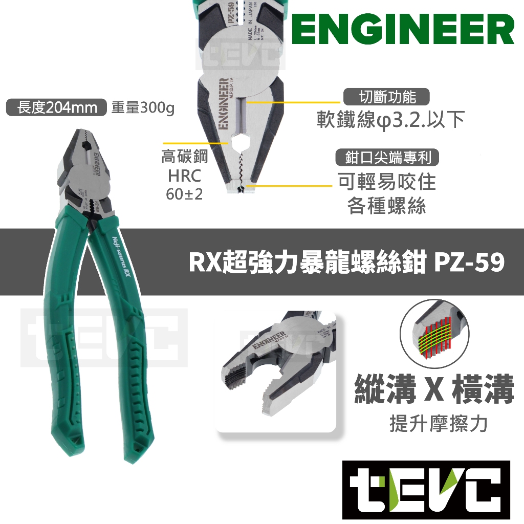 <tevc>現貨商品 日本 ENGINEER PDS-02 暴龍鉗 精裝版 崩牙 開花 滑牙 變形 螺絲 十件式工具組, , large
