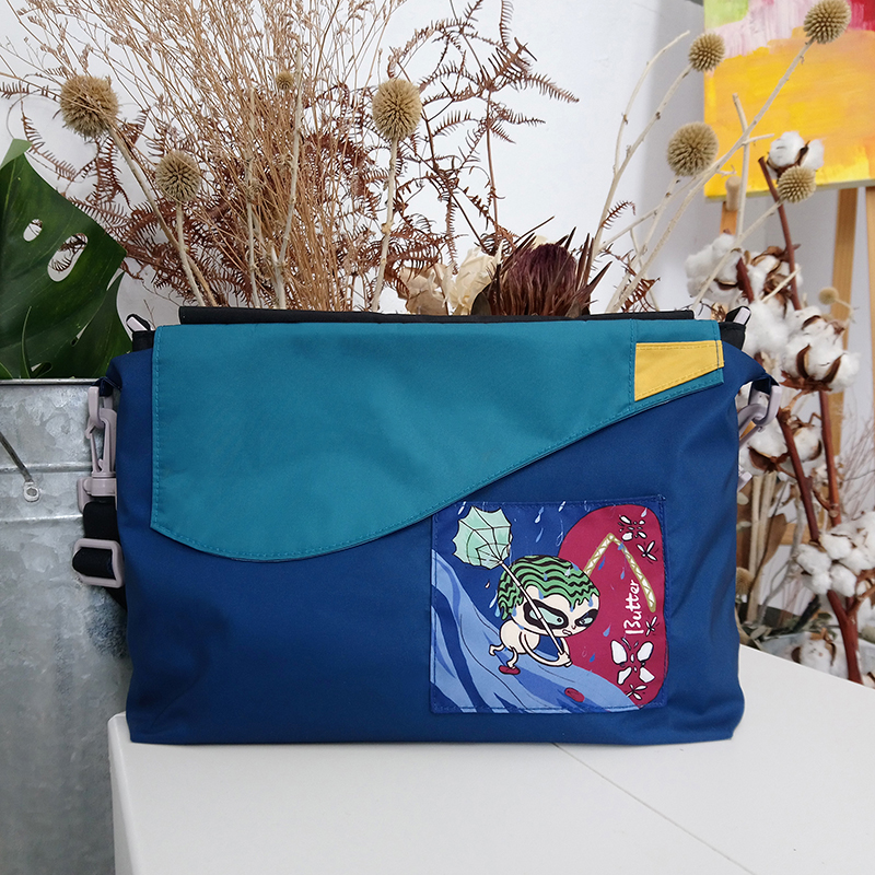Eco-friendly Crossbody bag & tote bag Two-in-one, Reversible yoyo bag (Indigo), , large