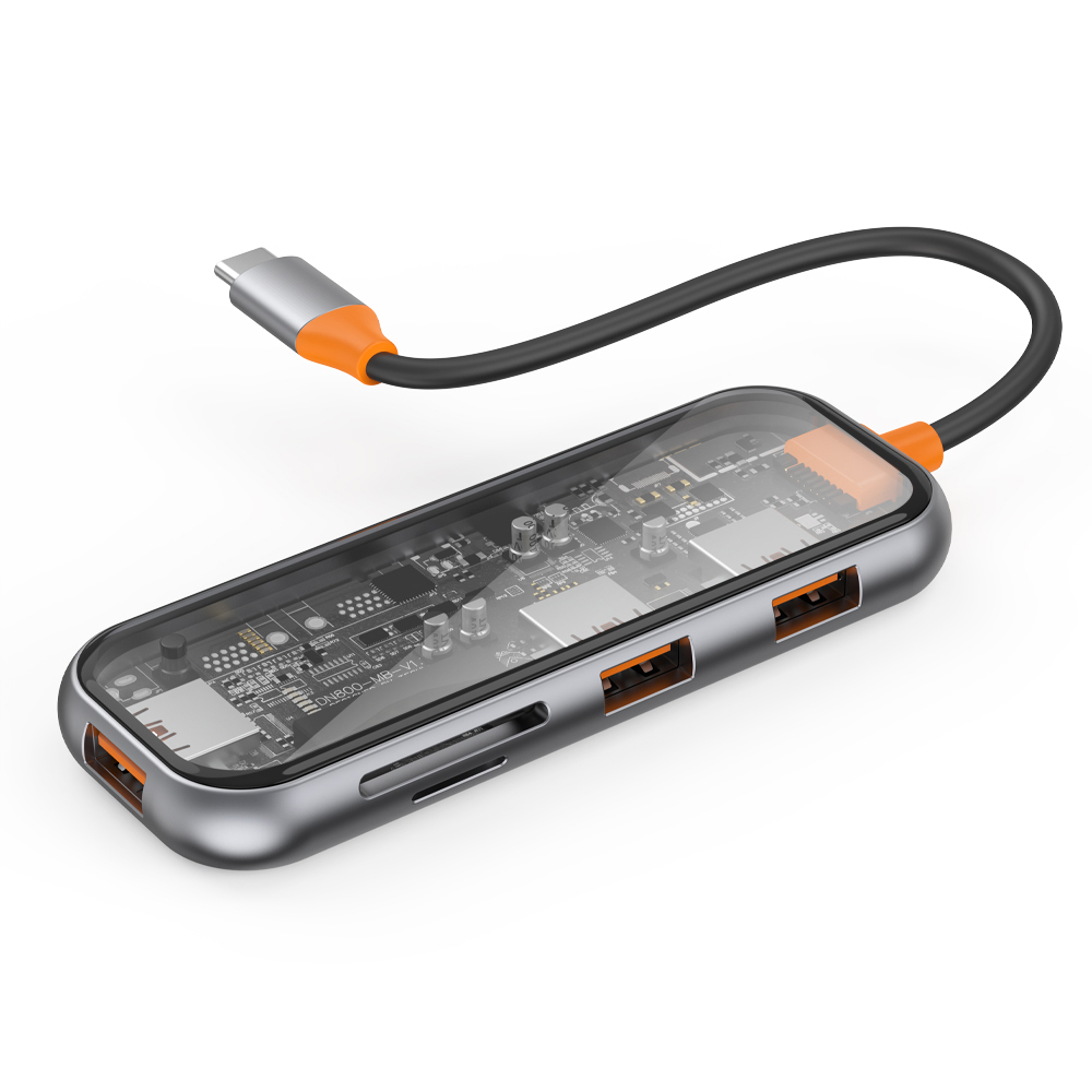 【WiWU】USB-C HUB Transparent 5-in-1 Multi-function Hub, , large