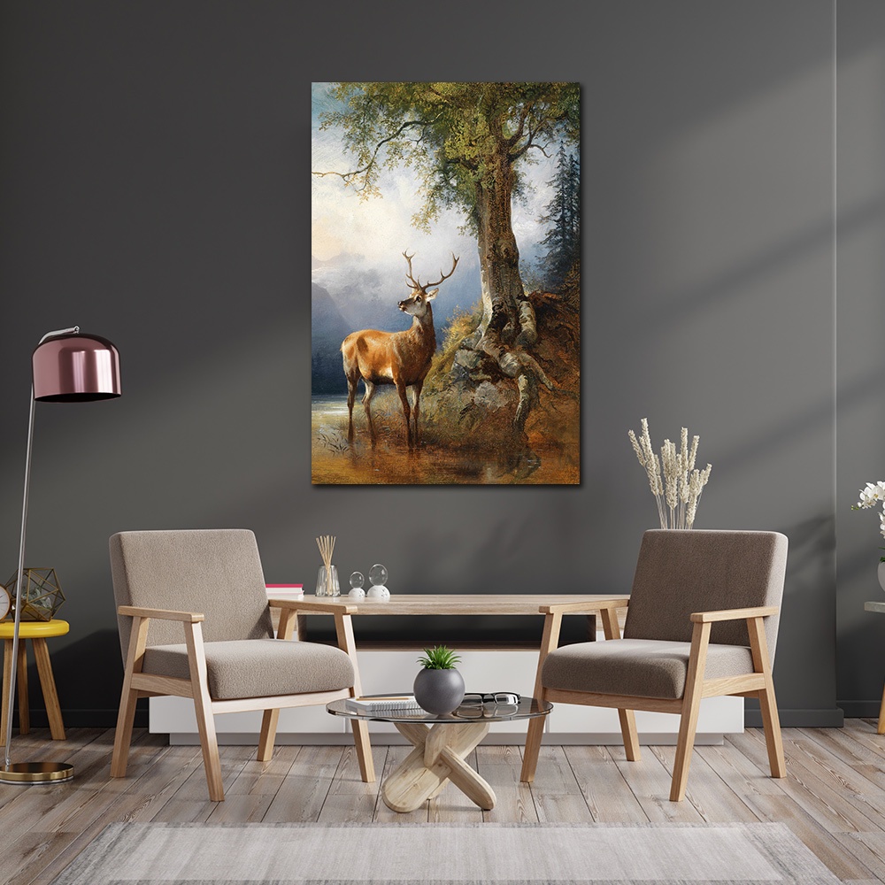 【御畫房】梅花鹿 國家一級畫師手繪油畫60&times;90cm(VF-26), , large