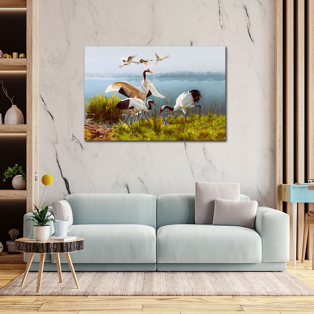 【御畫房】鶴舞 國家一級畫師手繪油畫60&times;90cm(VF-13), , large