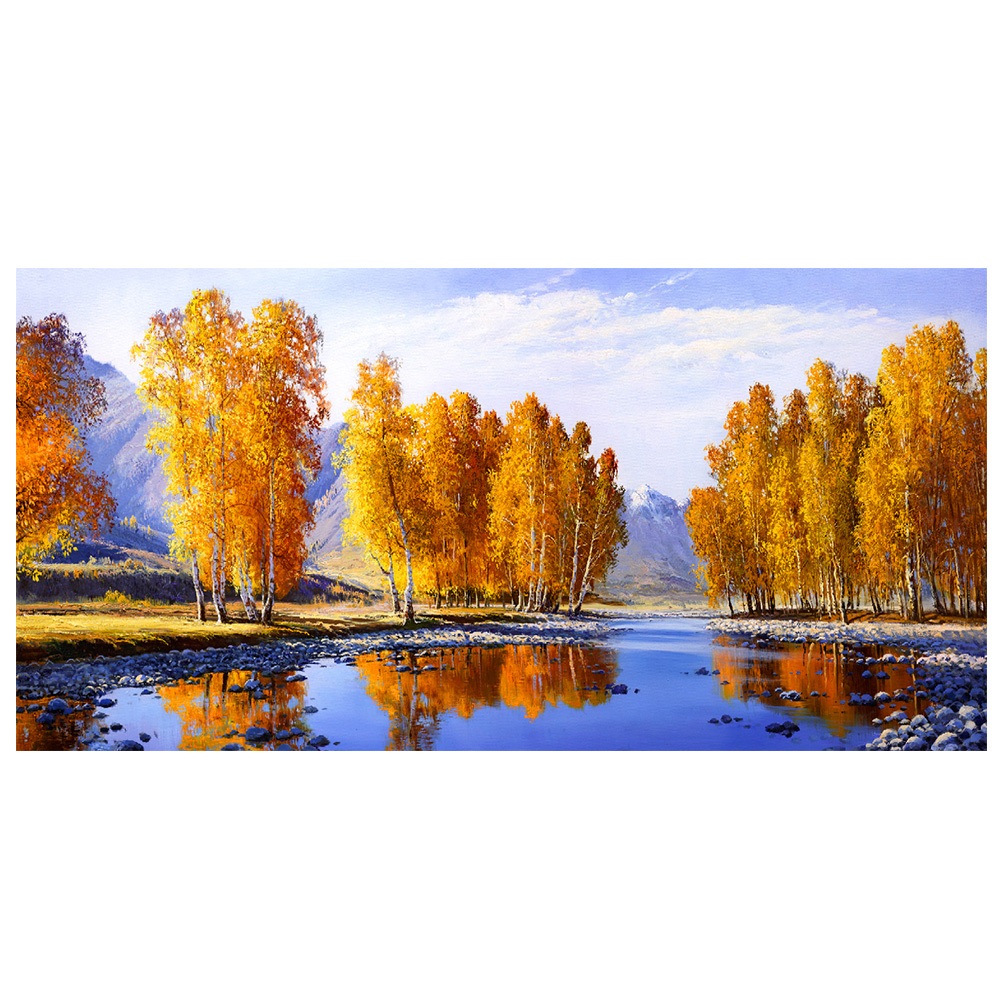 【御畫房】金秋溪水 國家一級畫師手繪油畫60&times;120cm(VF-124), , large