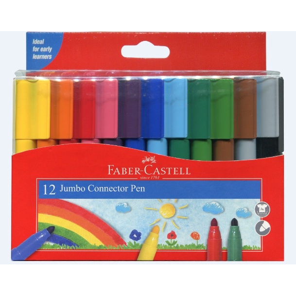 德國輝柏Faber-Castell JUMBO彩色連接筆(12色)66-2000-12, , large