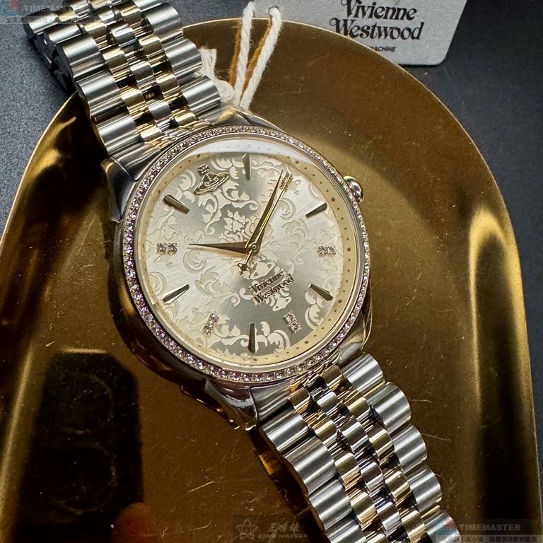 [星晴錶業]Vivienne Westwood手錶,38mm,VW30325銀白色錶面金色錶殼金銀相間精鋼錶帶款, , large