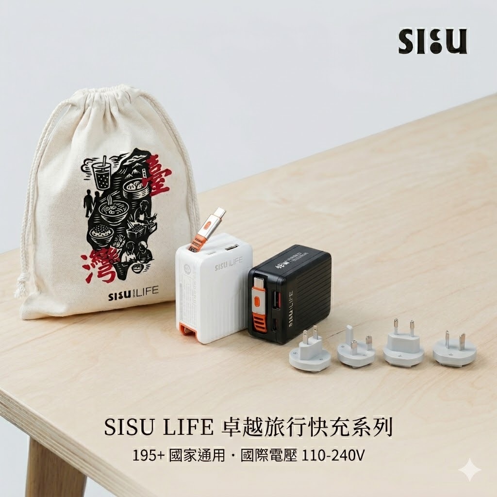 【夕曙生活】S-GaN 四合一 42W 快充充電器｜萬國轉接＋內建快充線＋Apple Watch磁吸充電｜出國必備旅行充, , large