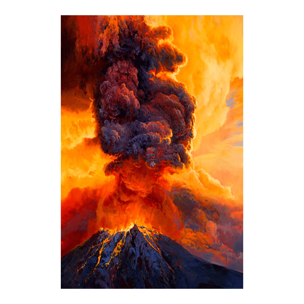 【御畫房】火山爆發 國家一級畫師手繪油畫60&times;90cm(VF-24), , large
