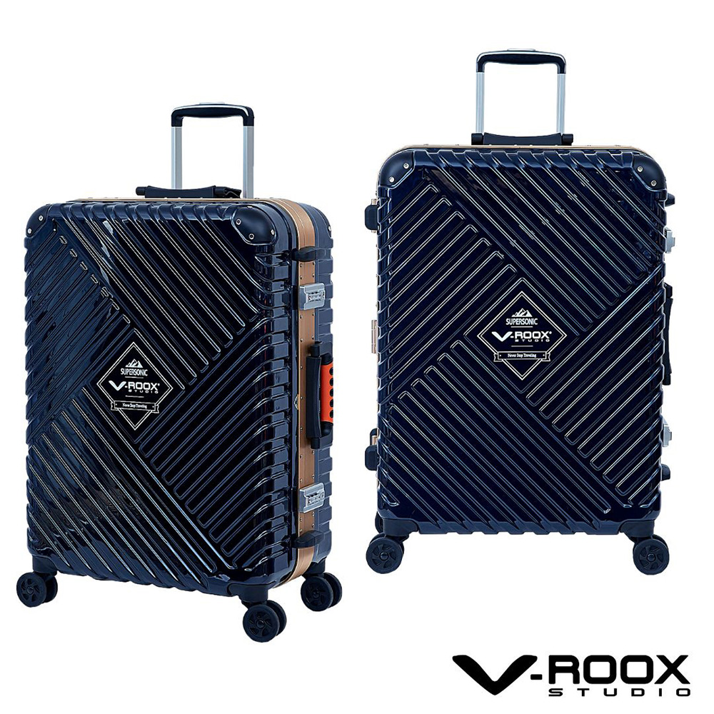 【PANTHEON PLAZA】展示品限量出清 V-ROOX SUPERSONIC 25吋 立體超音速硬殼鋁框行李箱 SUP-59235 藍黑/金框, , large