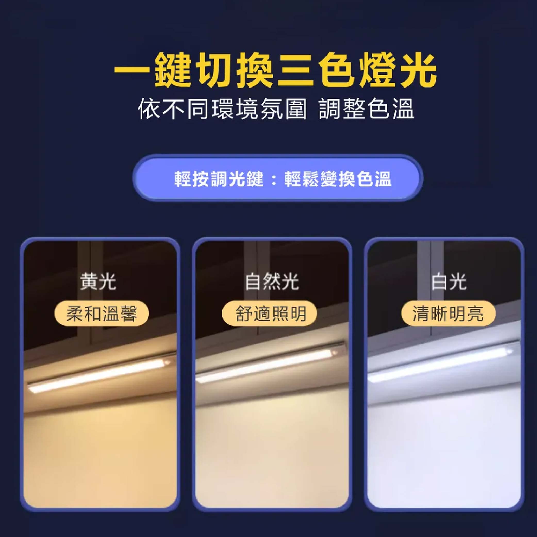鉅玉經典｜充電式LED感應燈管 500mm 三段光源 磁吸式 USB充電 衣櫃燈  走廊燈 HK-G5040, , large