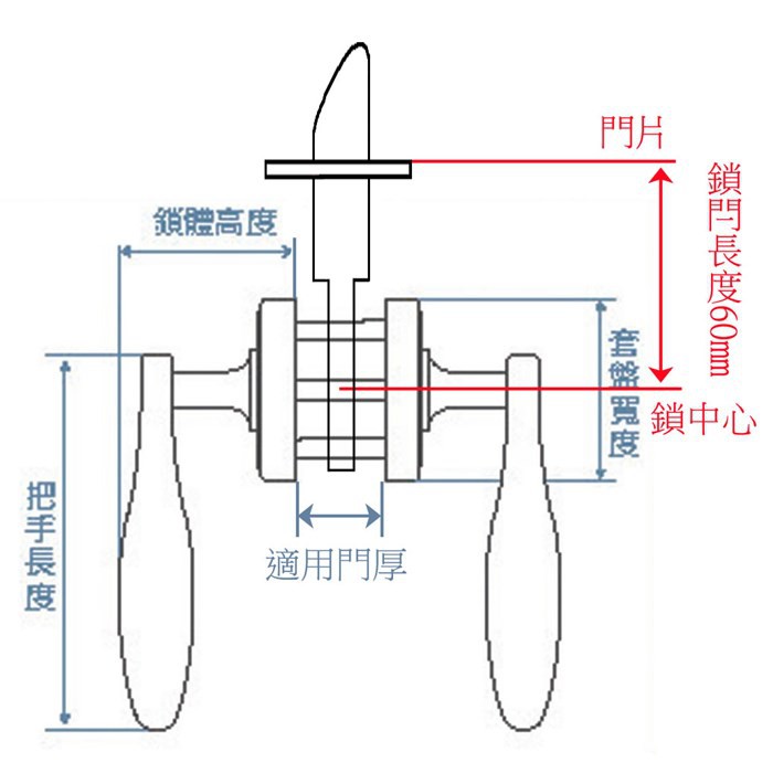 水平鎖 加安牌 磨砂銀色 LHX203 無鑰匙 通道鎖 鎖閂長度 60mm 左右不分邊都適用, , large