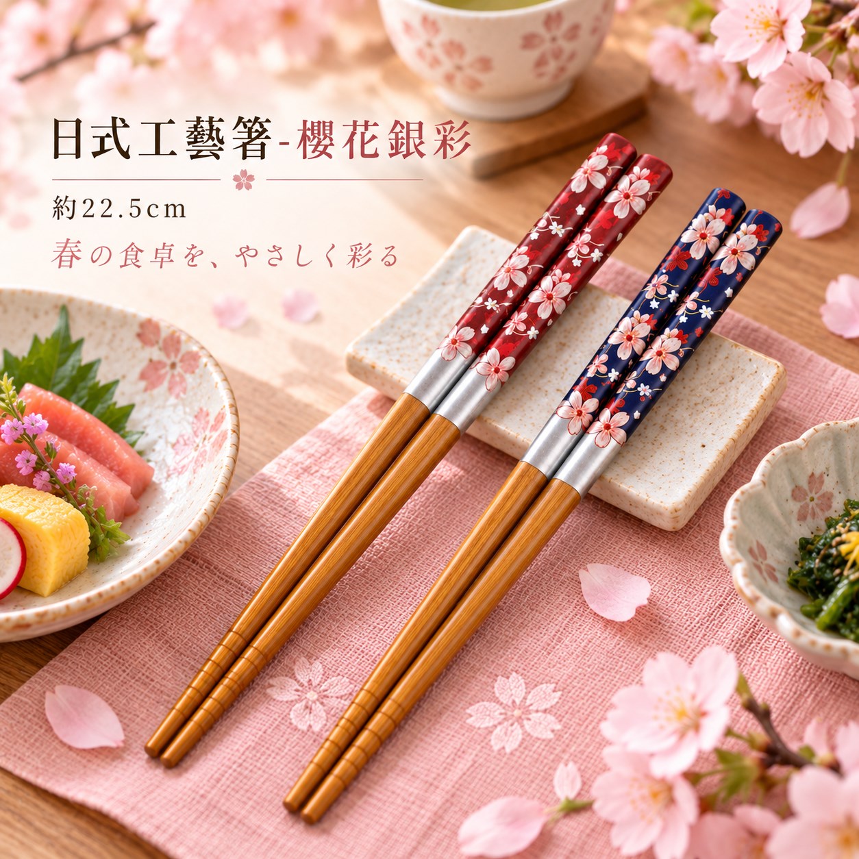 【HIYASU日安工坊】日式工藝箸-櫻花銀彩, , large