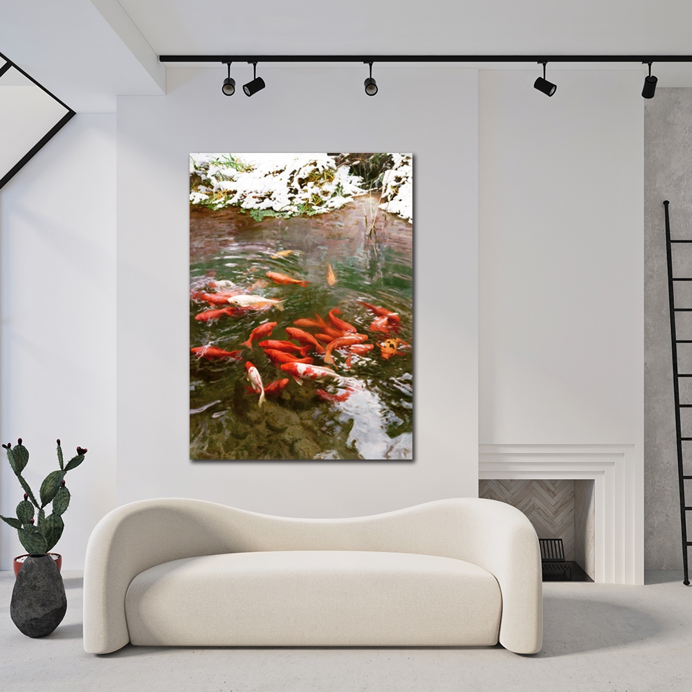 【御畫房】富貴有魚 國家一級畫師手繪油畫80&times;110cm(VF-66), , large