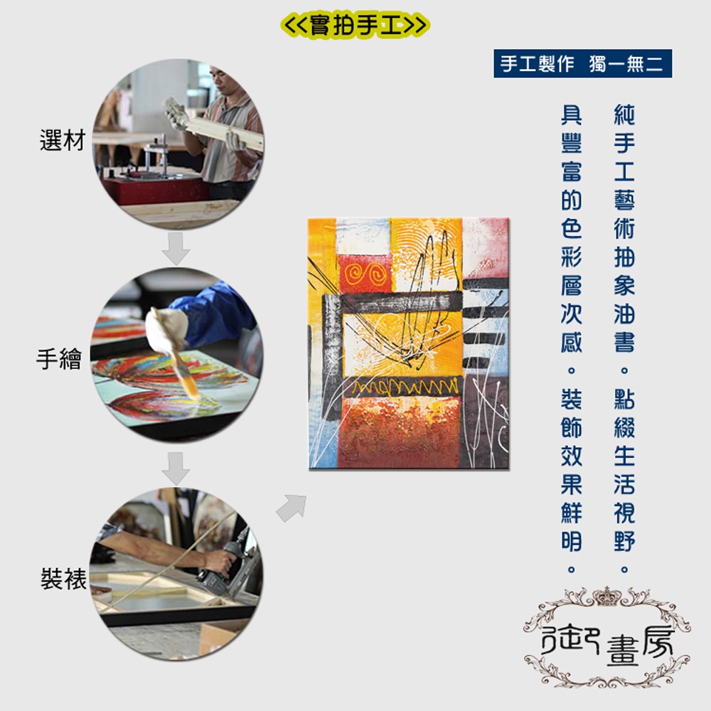 【御畫房】一帆風順 手繪抽象油畫-60*90cm無框掛畫6090-503, , large