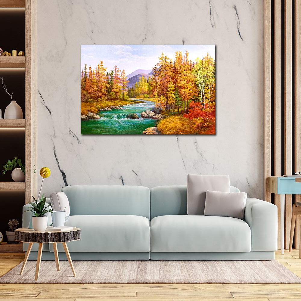 【御畫房】富金風溪流 國家一級畫師手繪油畫60&times;90cm(VF-10), , large