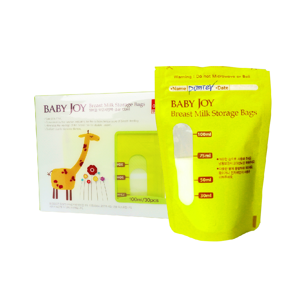 【韓國 BABY JOY】初乳站立式抗菌母乳儲存袋100ml 30入(母乳冷凍袋), , large