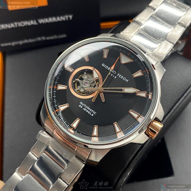 [星晴錶業]GiorgioFedon1919手錶,46mm,GF00119黑色錶面銀錶殼銀色精鋼錶帶款, , large