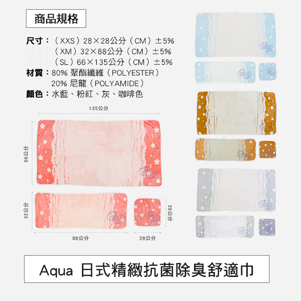 [百鈴]Aqua日式精緻抗菌除臭舒適巾3件組-水藍色(百鈴/雪尼爾/吸水/親膚/大毛巾/大浴巾/方巾), , large