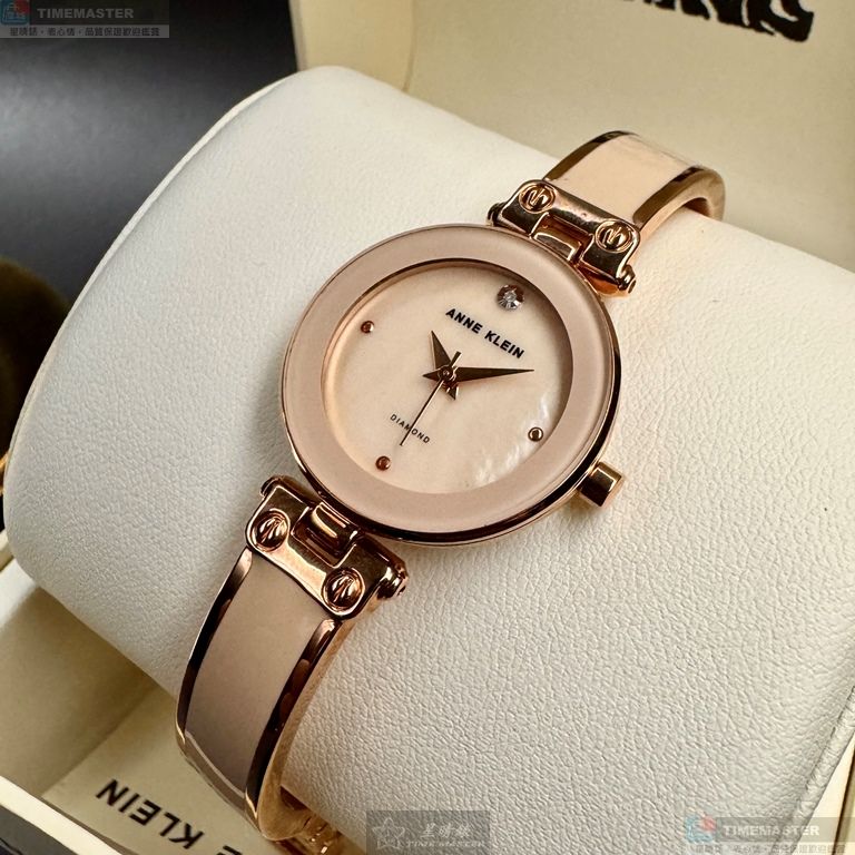 [星晴錶業]ANNE KLEIN手錶,28mm,AN00471玫瑰金色錶面玫瑰金錶殼粉紅琺瑯錶帶款, , large