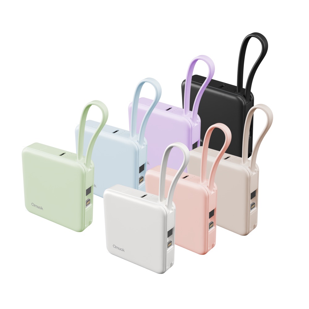 【amuok】5000mAh Cube Mini Dual-Line Power Bank(Black), , large