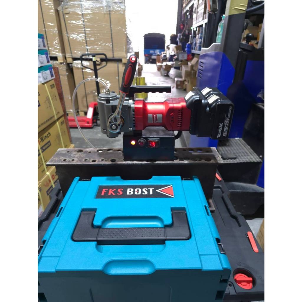 WIN五金 FKS BOST <FKS-1835+6.0電池組> 36V臥式磁性鑽台 磁性鑽孔機 鑽孔機 鋼構鑽台 開孔機 鑽台, , large