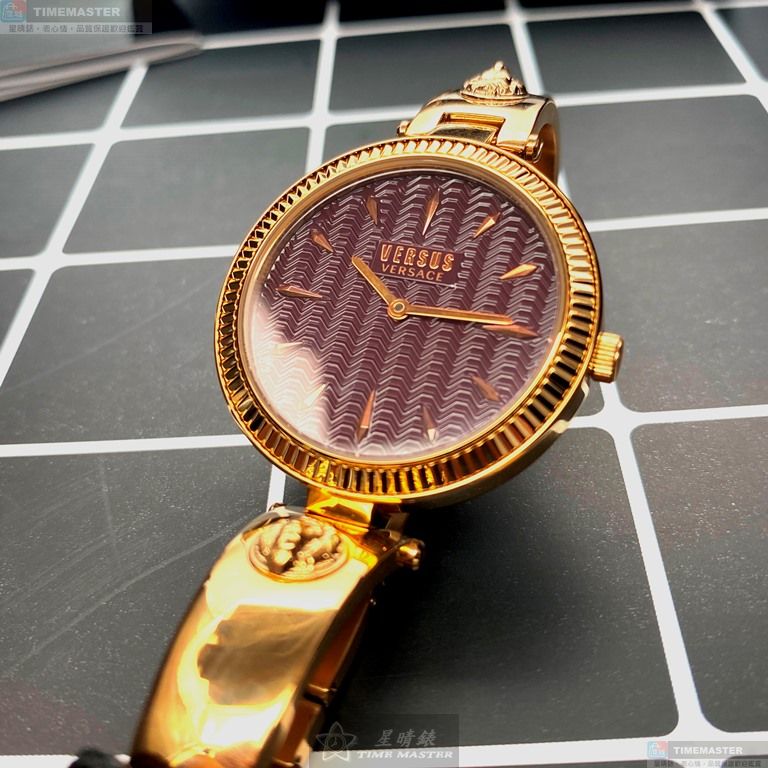 [星晴錶業]VERSUS VERSACE手錶,34mm,VV00302香檳紅錶面玫瑰金錶殼玫瑰金色精鋼錶帶款, , large
