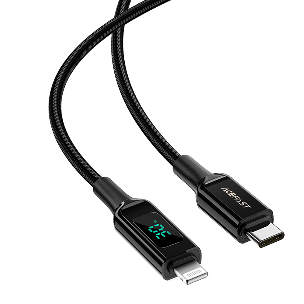 【ACEFAST】Digital Display PD Fast Charging Cable-Black, 黑色, large