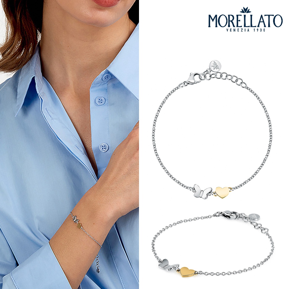 【快速出貨】MORELLATO TALISMANI系列 不鏽鋼 雙色蝴蝶之心手鍊 SAUN38, , large