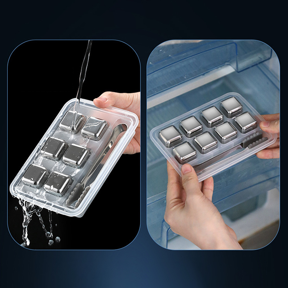 Premium 316 Stainless Steel Ice Cubes&mdash;eco-friendly and energy-saving. Set of 4 with storage case; keeps drinks cool and refreshing. Safe, hygienic, and suitable for any beverage., , large