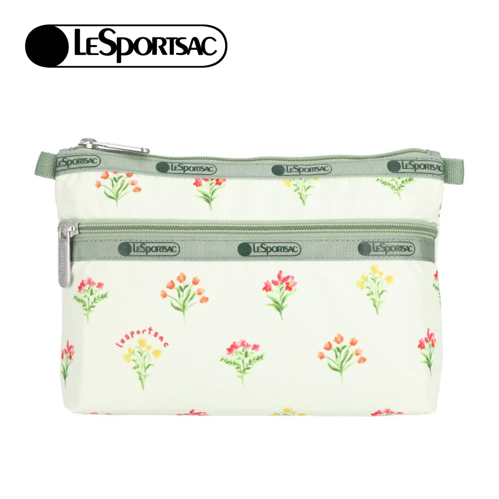 Lesportsac Cosmetic Clutch 雙層拉鍊化妝包 收納袋 盥洗包 女包(盛夏草原), , large