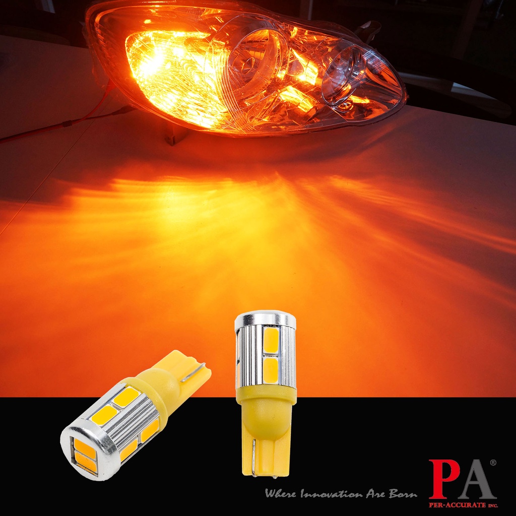 【PA LED】T10 10晶 三星 5630 SMD LED 白光 黃光 橘光 小燈 倒車燈 定位燈 日行燈, , large