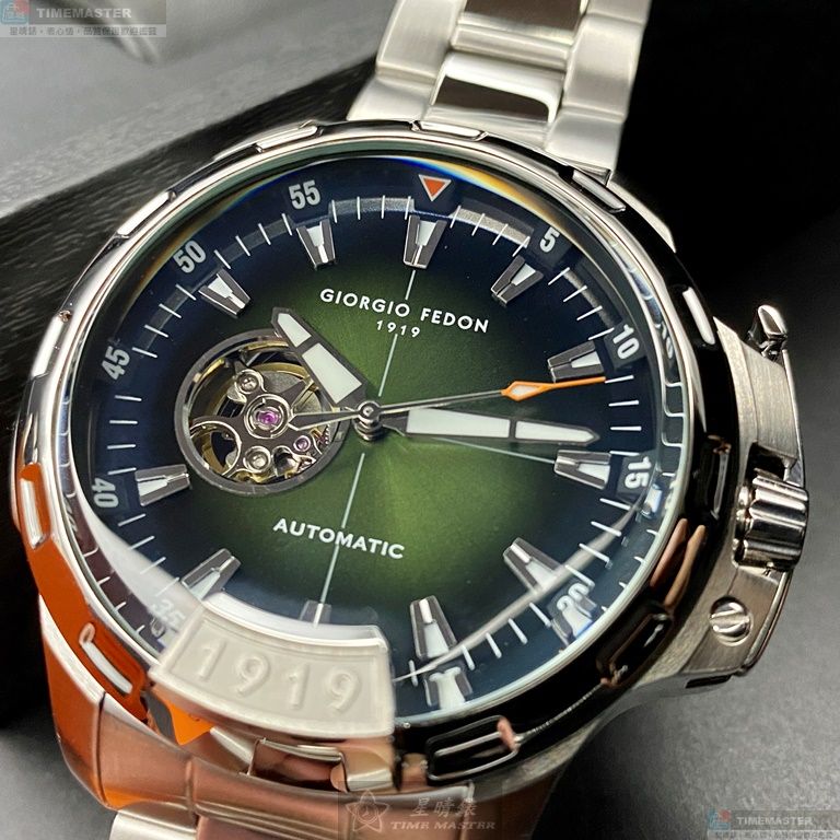 [星晴錶業]GiorgioFedon1919手錶,46mm,GF00059墨綠色錶面銀錶殼銀色精鋼錶帶款, , large