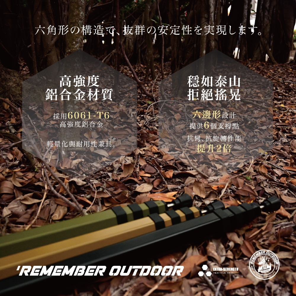 [樂施達]樂活不露 蜂巢伸縮鋁合金營柱 (六角) 220cm/280cm 鋁合金 伸縮 露營, , large