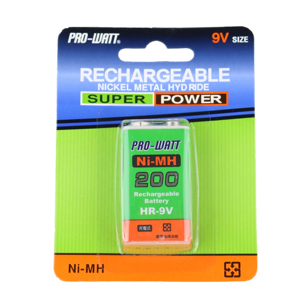 [寶旺旺] 華志PRO-WATT 方型9V充電式200mAh鎳氫電池(8.4V立即用) FB9V-200, , large