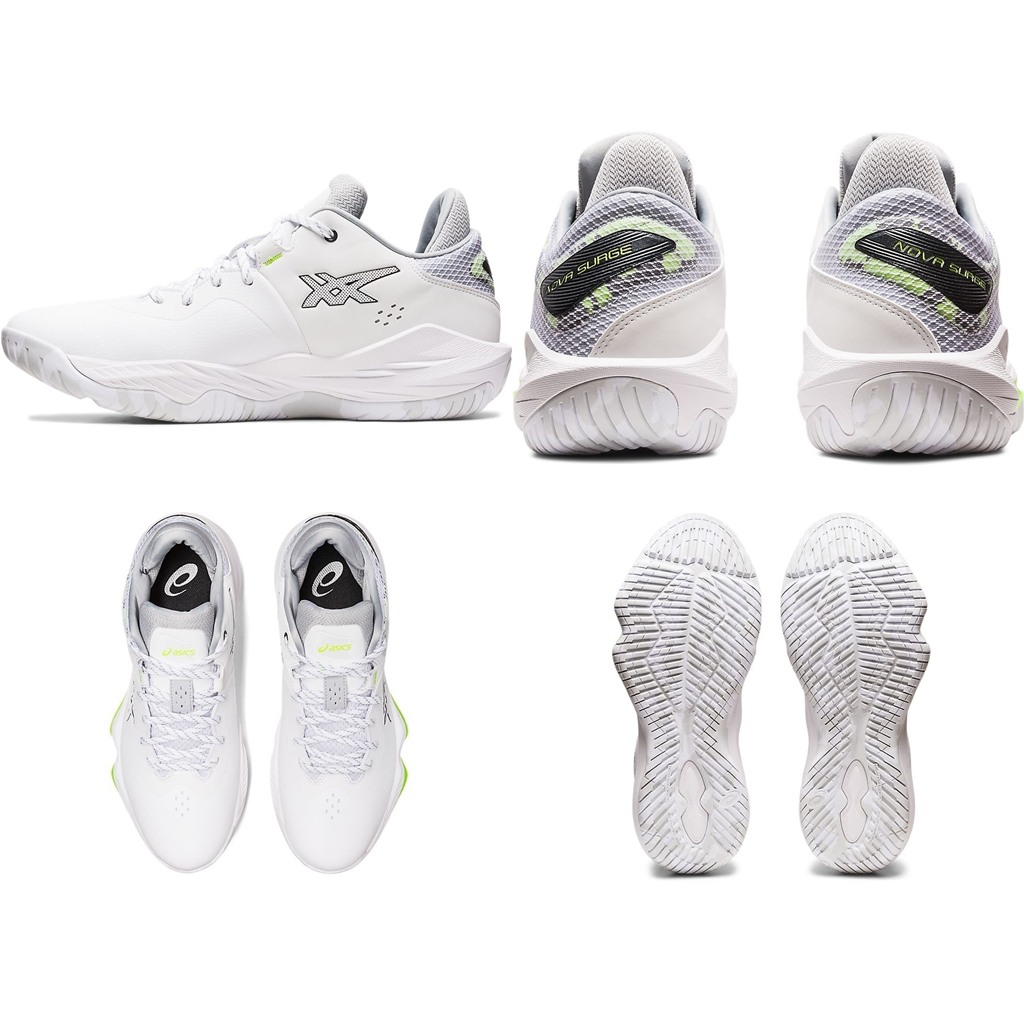 ASICS NOVA SURGE LOW 男籃球鞋 緩衝 彈跳型 耐磨 避震緩衝 1061A043 23SSO【樂買網】, 100 白綠,26.5cm, large