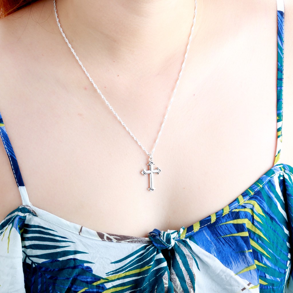 【Angel & Me】Iris Cross s925 sterling silver necklace Valentine's Day gift, , large