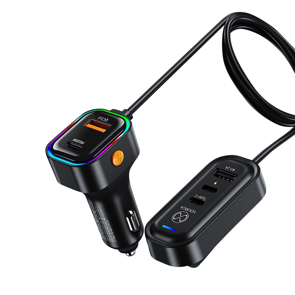 夜馳霓影 1.4M車用延長充電器 五孔輸出車充 PD+QC3.0快充 BSMI認證, , large