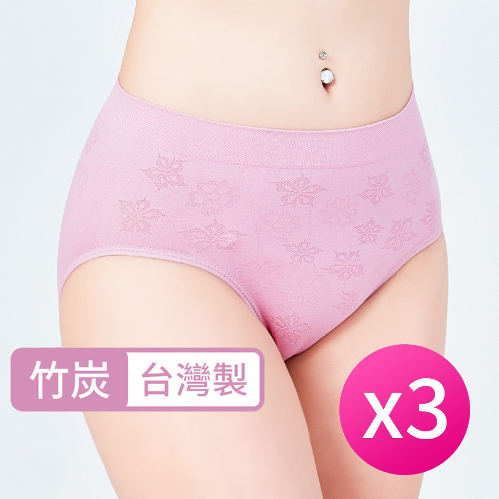 [席艾妮]台灣製竹炭纖維褲底彈力中腰無縫內褲, , large