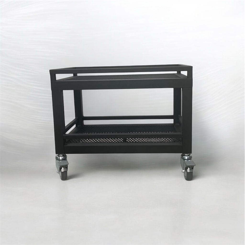 【 SHAONIANNA.TW 】55&times;40cm 雙層金屬網格推車｜四輪全剎｜工業風收納架｜重型工作車」, , large