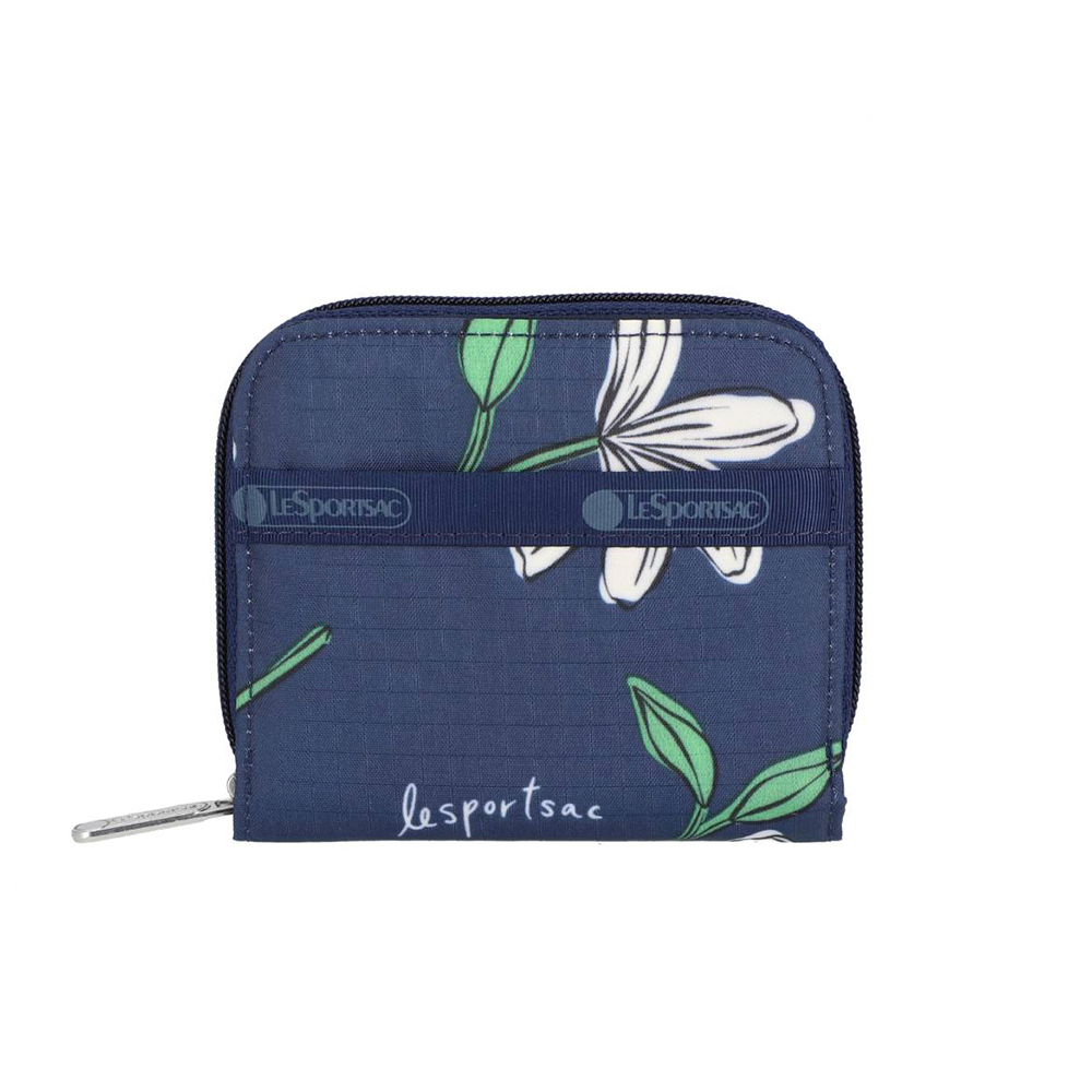 Lesportsac Claire Wallet 拉鍊錢包短夾 卡夾 鈔票夾 送禮 禮物 推薦 女包(海軍藍花卉), , large