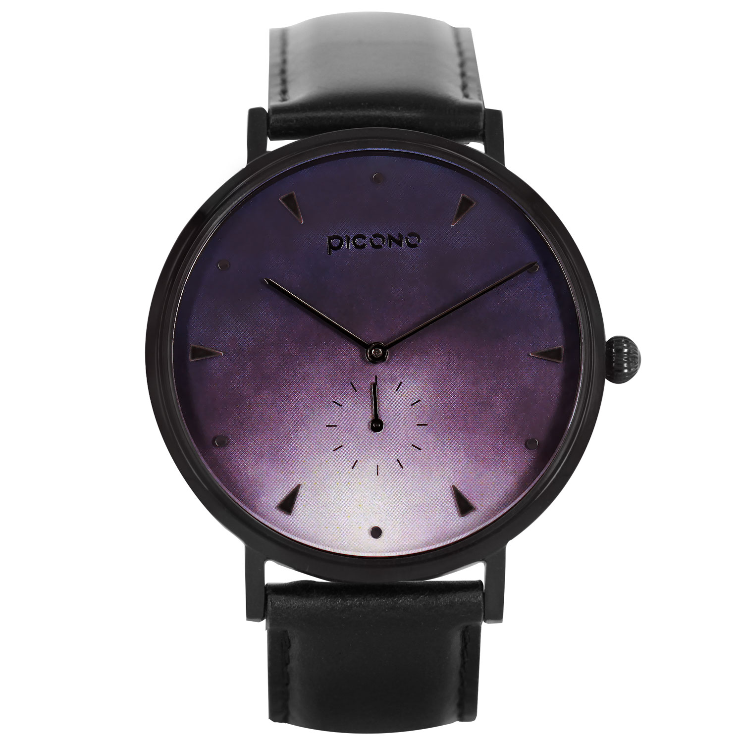 【PICONO】A week collection black leather strap watch-Purple / AW-7606, , large