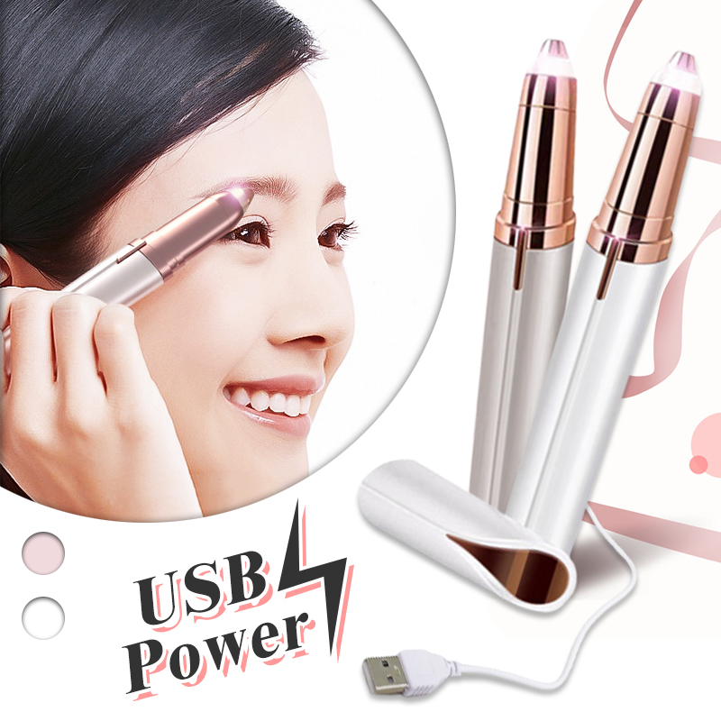 【高品生活】歐美熱銷LED電動修眉刀｜修眉刀｜除毛刀｜LED修眉刀｜補光修眉刀｜電動修眉刀, USB玫瑰金, large