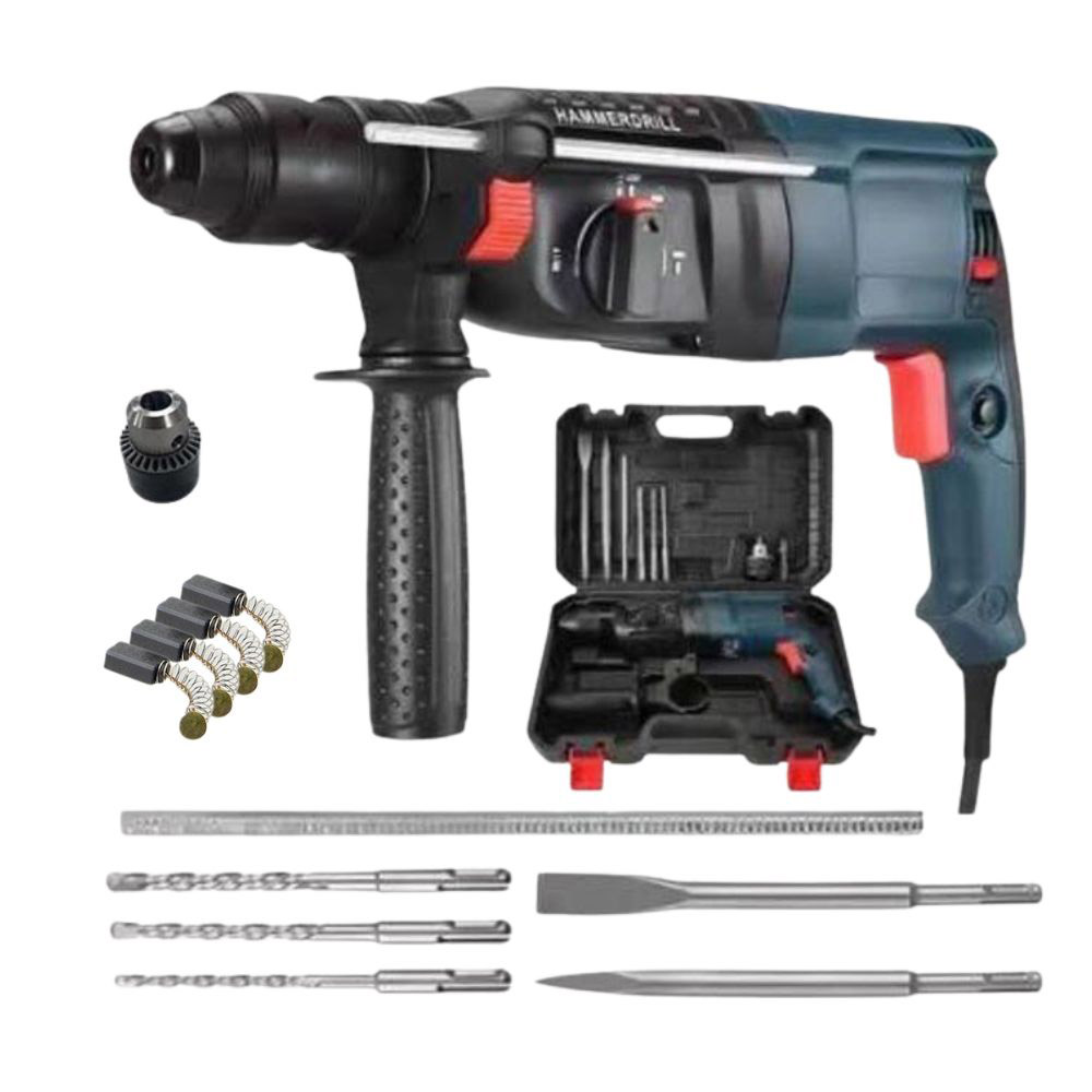 26D Light Hammer Tool Kit + Five Drill Bits + Hammer Drill Chuck, , large